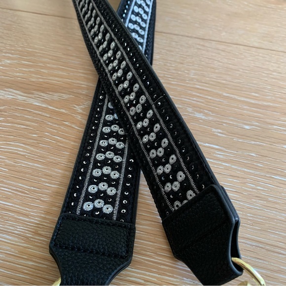 NWT Free People Wonderland Printed Bag Strap • Midnight • Black •Reversible - Picture 3 of 12